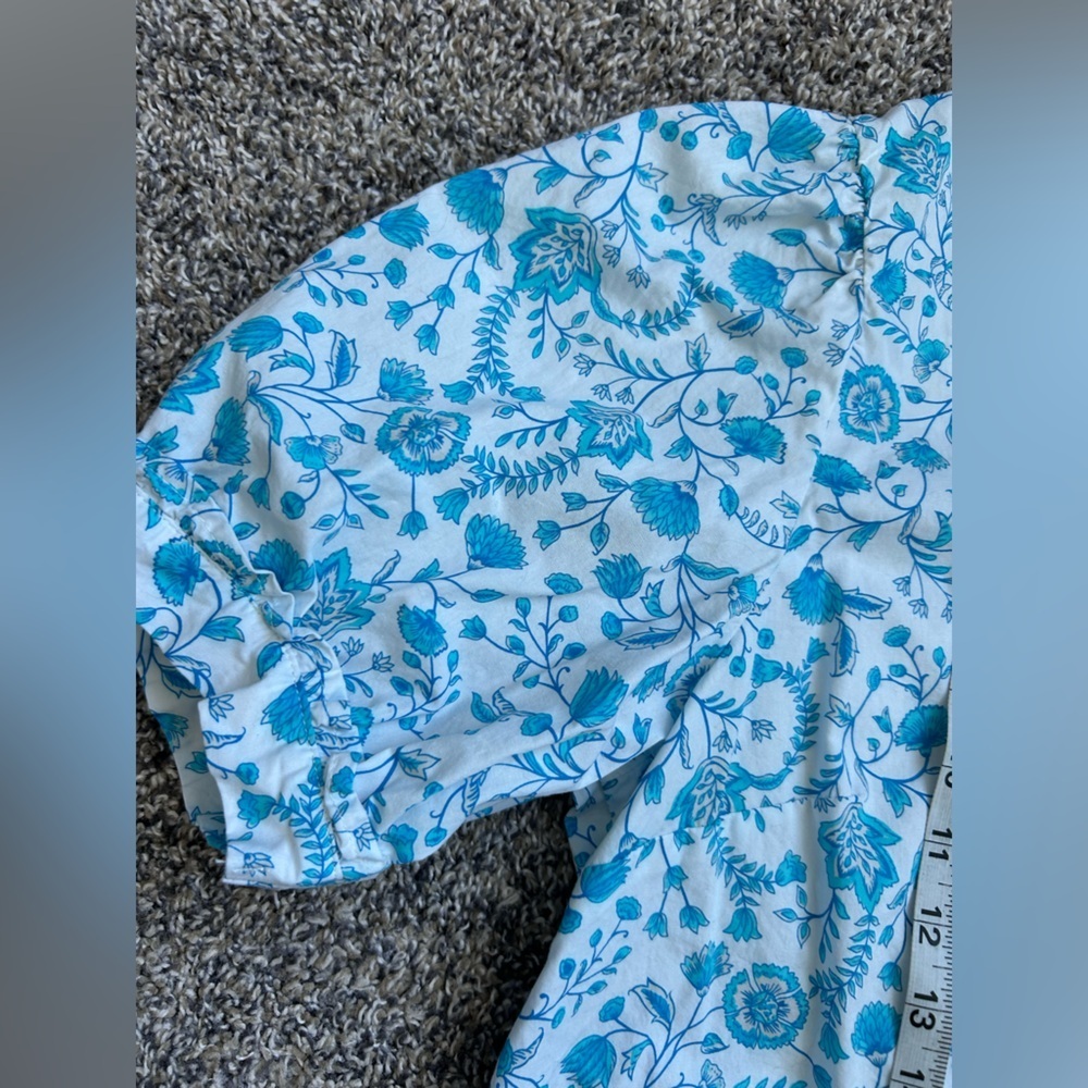 Draper James NWOT 100% Cotton Blue Floral Blouse size XL - Picture 8 of 10